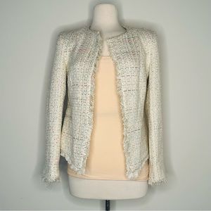Joan Vass Ivory Pink Open Front Wool Blazer Jacket